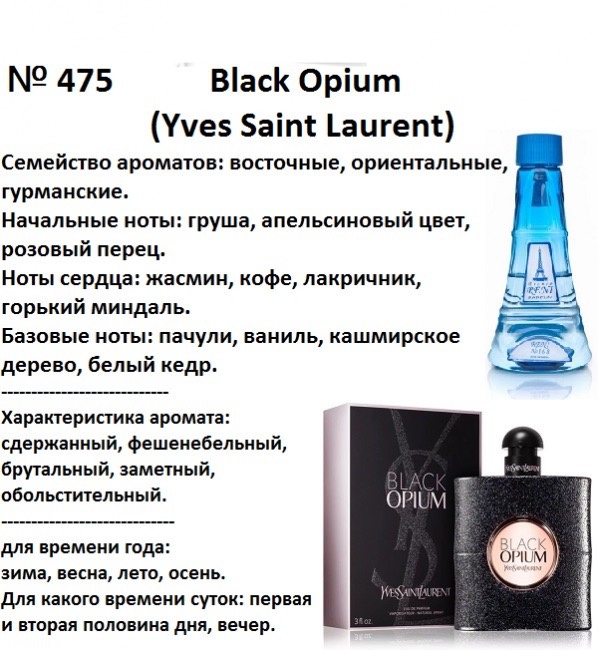 Духи Рени Reni 475 Аромат направления Black Opium (Yves Saint Laurent) - 100 мл