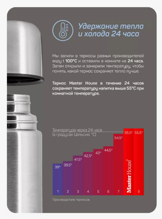 Термос для чая, кофе 0,5 л металлический