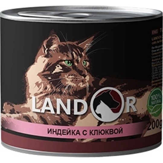 Корм для кошек «Landor» для стерилизованных взрослых, 4250152, индейка с клюквой, 0.2 кг