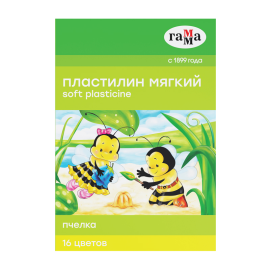 Пластилин восковой мягкий Гамма "Пчелка", 16 цветов, 240г, со стеком, картон. упак., 280030Н