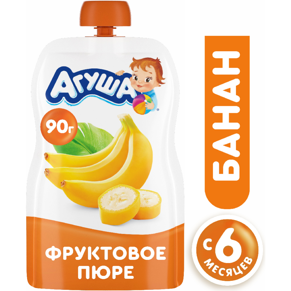 Пюре фруктовое «Агуша» банановое, 90 г #0