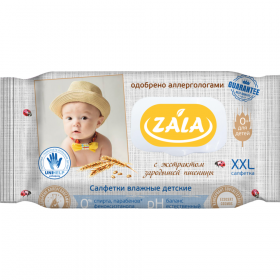 Сал­фет­ки влаж­ные дет­ские «Zala» с экс­трак­том за­ро­ды­шей пше­ни­цы, 54 шт