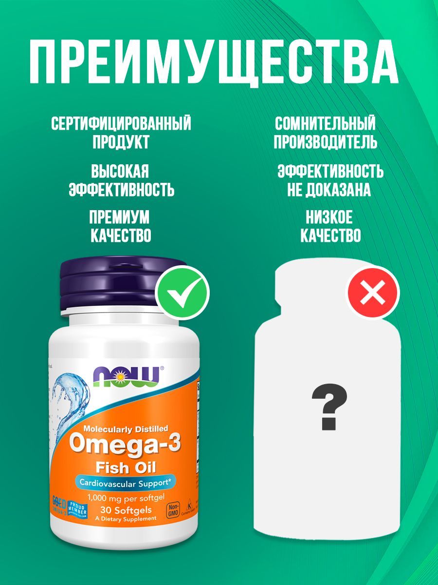 Омега 3, Now Foods Omega-3, 30 капс