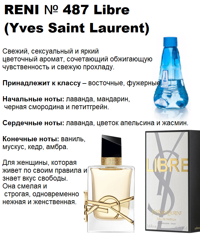 Духи Рени Reni 487 Аромат направления Libre (Yves Saint Laurent) -100 мл