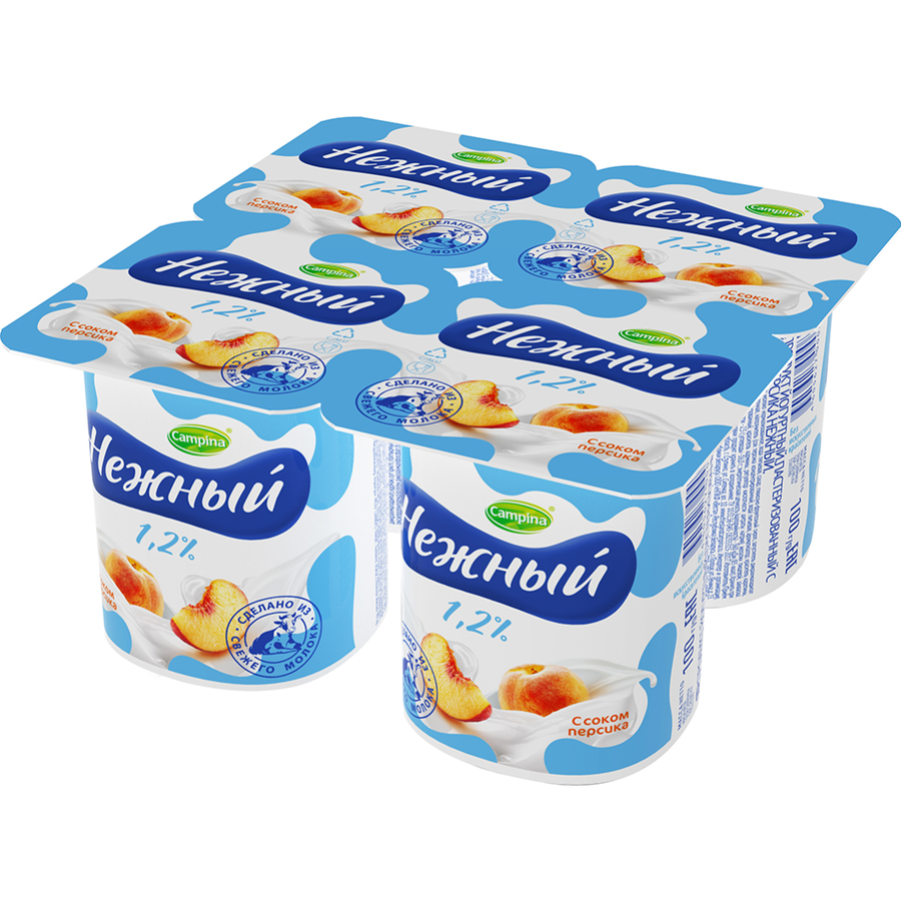 Уп. Йогуртный продукт  «Нежный» с соком персика 1.2 %, 24х100 г