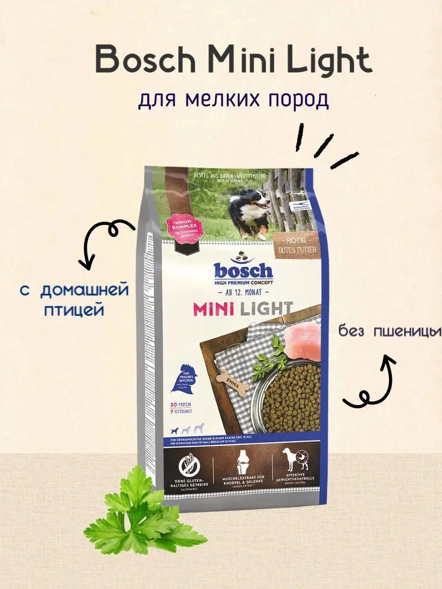 Корм для собак склонных к полноте Bosch Mini Light (Бош Мини Лайт) 1кг