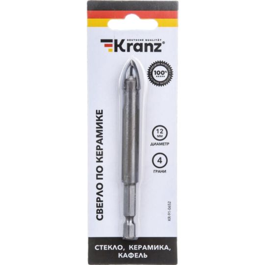 Сверло «Kranz» по стеклу и керамике, KR-91-0652