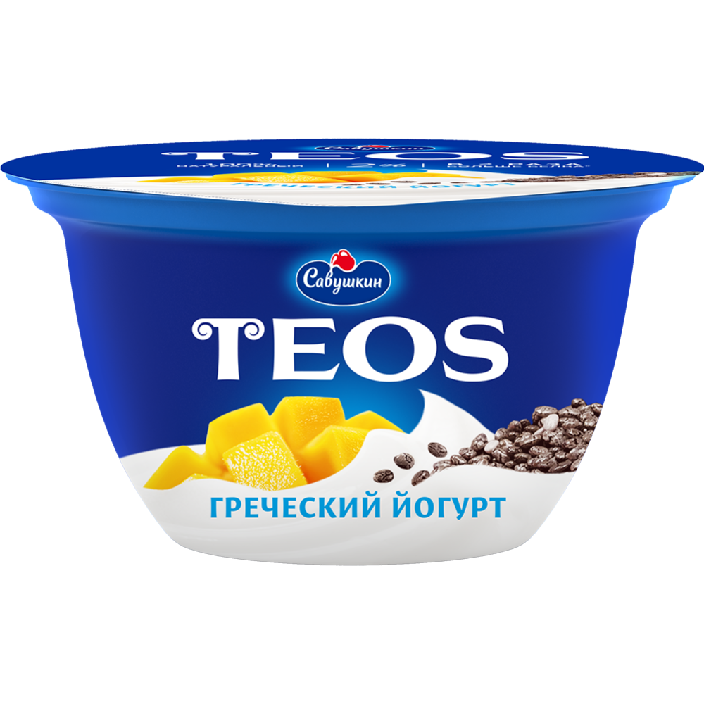 Йогурт греческий «Teos» манго-чиа, 2%, 140 г #0