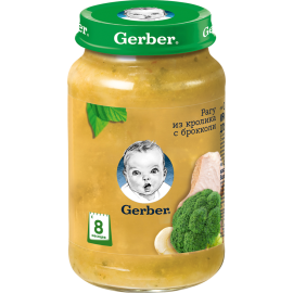 Пюре мясо-овощное «Gerber» рагу с кроликом и брокколи, 190 г