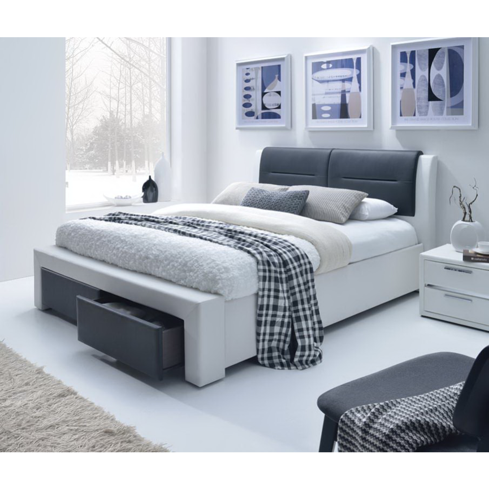 Кровать «Halmar» Cassandra-S, белый/черный, 140х200 см