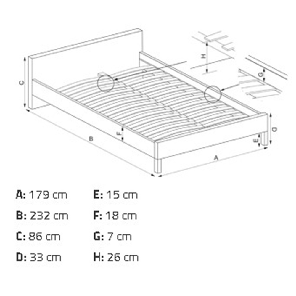 Кровать «Halmar» Elanda, светло-серый, 160х200 см