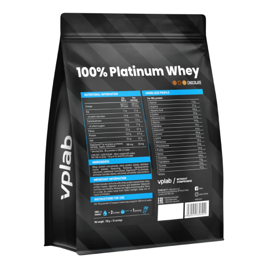 Сывороточный протеин VPlab 100% Platinum Whey, 750г, шоколад