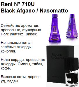 Духи Рени Reni selective 710U Аромат направления Black Afgano (Nasomatto) - 100 мл