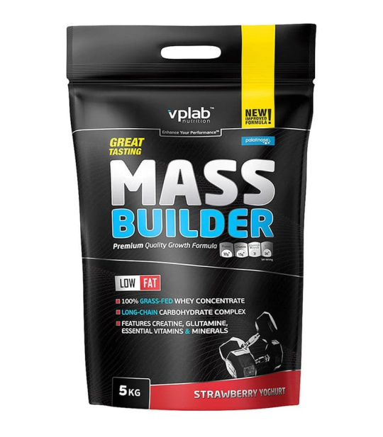 Гейнер VPlab Mass Builder, 5000г, клубника-йогурт