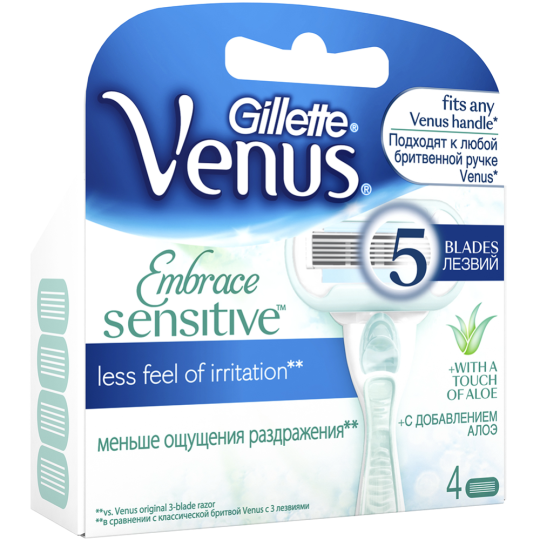 Сменные кассеты для бритвы «Gillette Venus» Sensitive, 4 шт