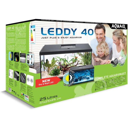 Аквариум «Aquael» Leddy 40 Day & Night, черный, 40x25x25 см, 124280 25 л