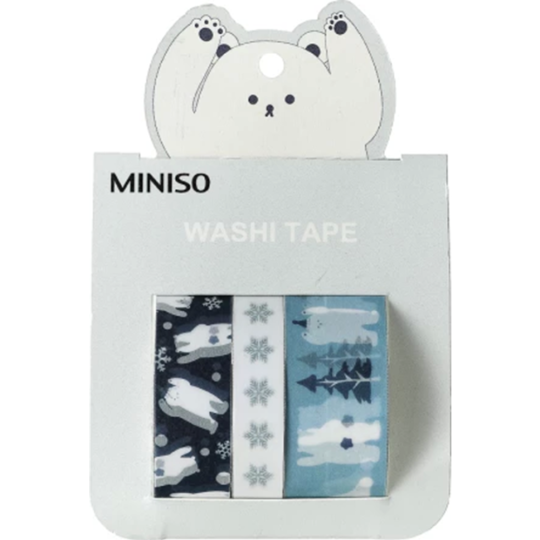 Клейкая лента «Miniso» Little Bear Series, Белый медведь, 2011466610106, 3 рулона