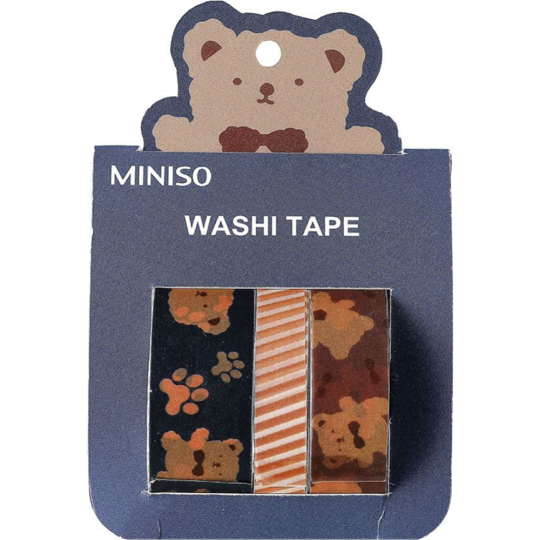 Клейкая лента «Miniso» Little Bear Series, Медведь, 2011466611103, 3 рулона