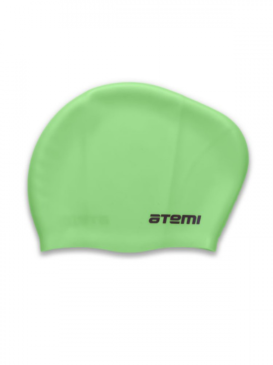 Шапочка для плавания Atemi, для длинных волос, зеленый (силикон)