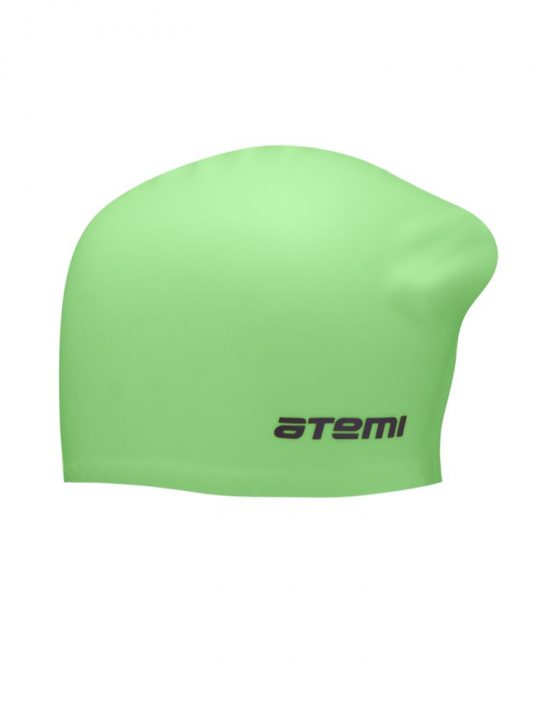 Шапочка для плавания Atemi, для длинных волос, зеленый (силикон)