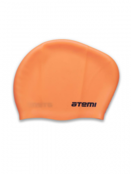 Шапочка для плавания Atemi, для длинных волос, оранжевый (силикон)