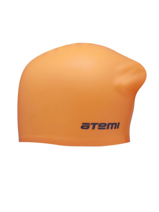 Шапочка для плавания Atemi, для длинных волос, оранжевый (силикон)