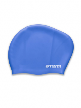 Шапочка для плавания Atemi, для длинных волос, синий (силикон)