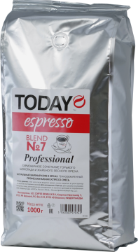 Кофе в зернах TODAY Espresso Blend №7, 1 кг, Нидерланды.