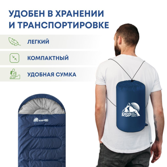 Спальный мешок RSP SLEEP 450 L RipStop 2024 синий (молния слева)