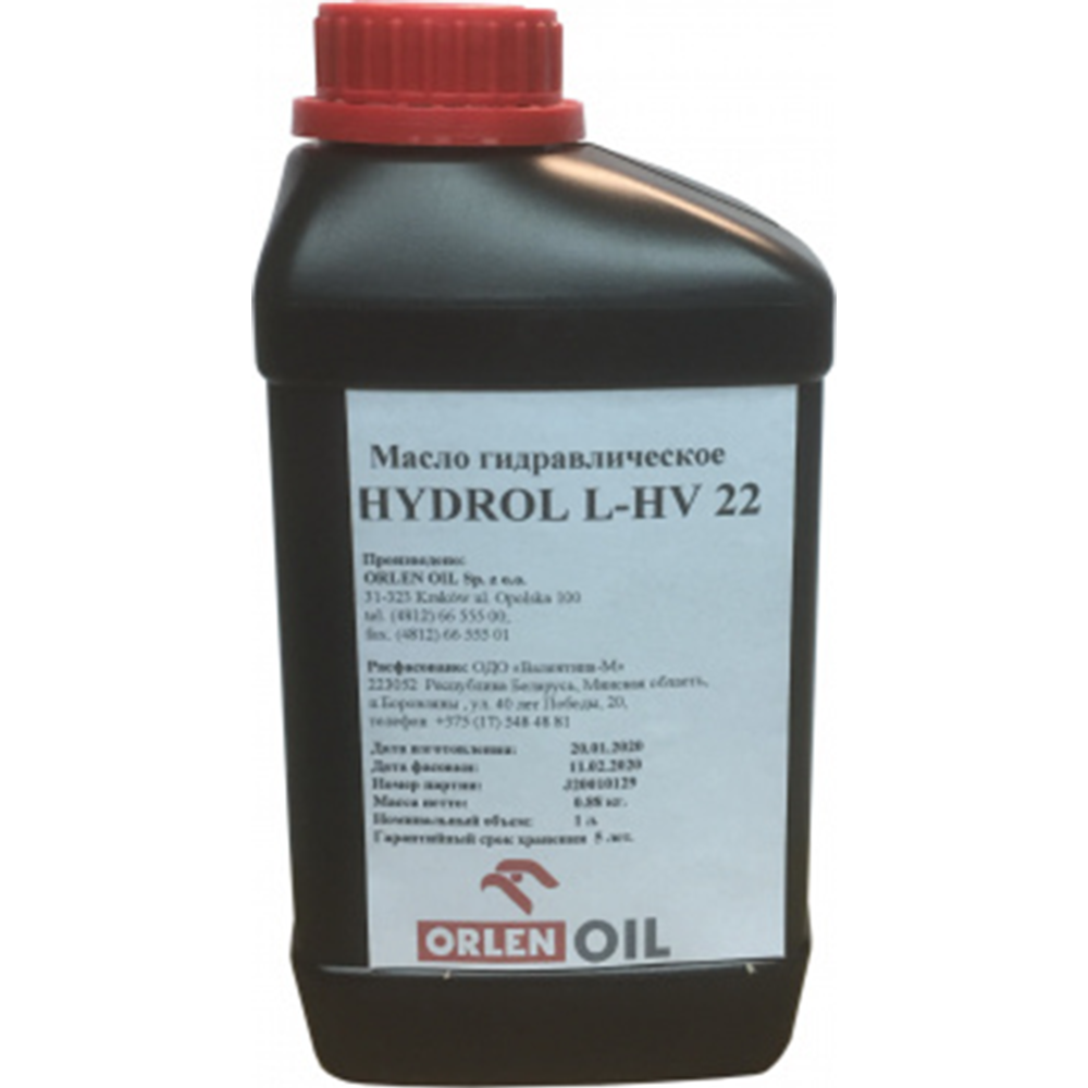 Масло гидравлическое «Orlen Oil» Hydrol, L-HV 22, 35618, 1 л