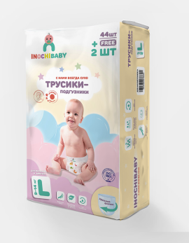 Подгузники-трусики детские INOCHIBABY разм. L 9-14кг (44+2 шт/уп)