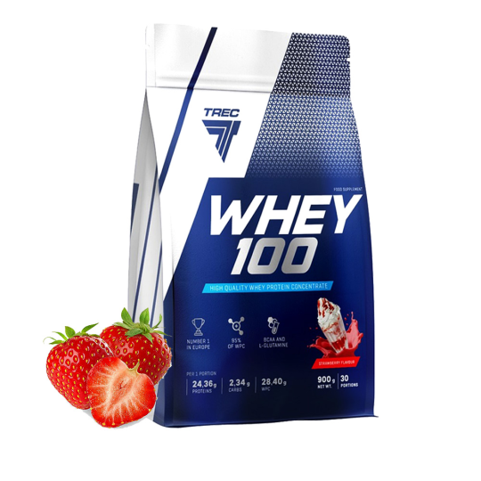 Про­те­ин сы­во­ро­точ­ный Trec Nutrition Whey 100, 900 грамм (Клубника)