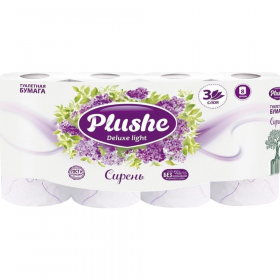 Бумага туа­лет­ная «Plushe» Deluxe Light, Сирень, 3 слоя, 8 ру­ло­нов