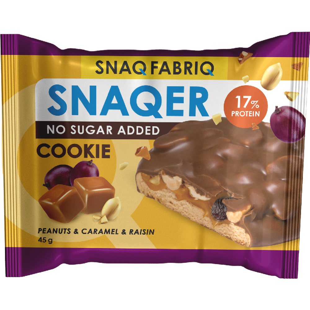 Печенье глазированное «Snaq Fabriq» арахис, изюм и крамель, 45 г #0