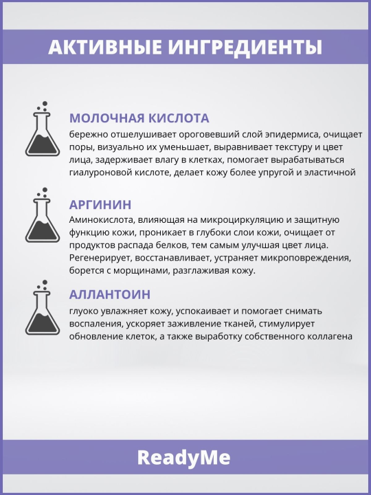 Тонер с молочной кислотой и аргинином для гладкости кожи, 250 мл