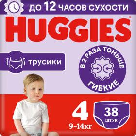 Под­гуз­ни­ки-тру­си­ки дет­ские «Huggies» Skin Comfort, размер 4, 9-14 кг, 38 шт