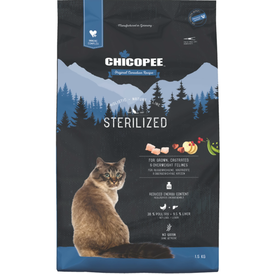 Корм для кошек «Chicopee» HNL Sterilized для стерилизованных, 1.5 кг