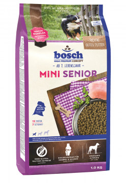 Корм для пожилых собак мелких пород Bosch Mini Senior (Бош Мини Сеньор) 1кг