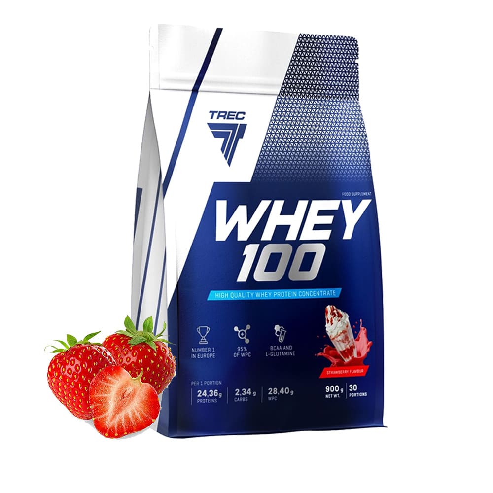 Про­те­ин сы­во­ро­точ­ный Trec Nutrition Whey 100 900 грамм - Клубника