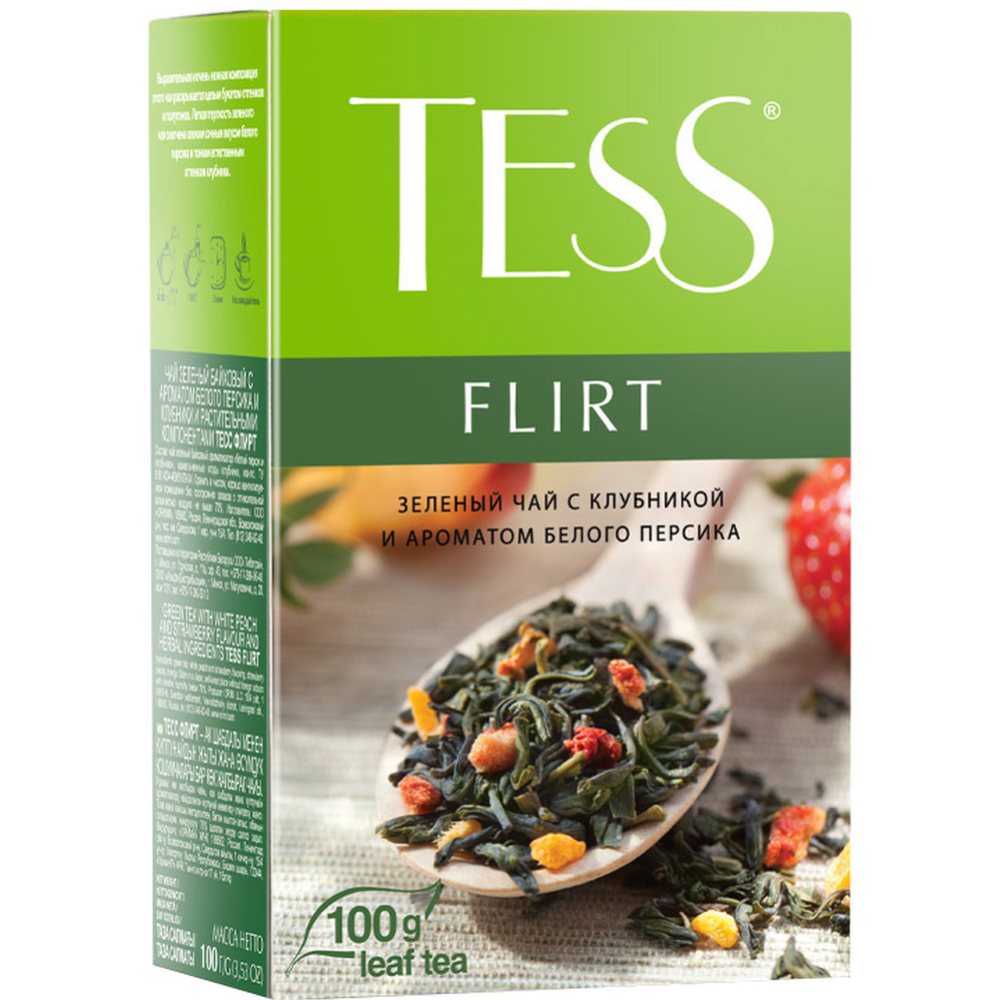 Чай зеленый «Tess» с ароматом белого персика и клубники, 100 г #1