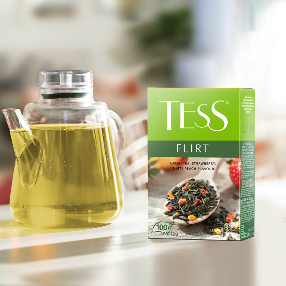 Чай зеленый «Tess» с ароматом белого персика и клубники, 100 г #2