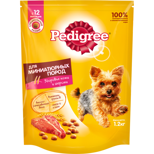 Корм для собак «Pedigree» с говядиной для мелких пород, 1.2 кг