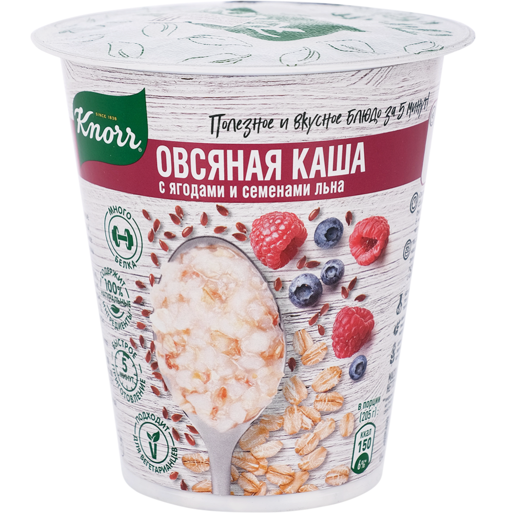 Каша овсяная «Knorr» с ягодами и семенами льна, 45 г купить в Минске:  недорого, в рассрочку в интернет-магазине Емолл бай