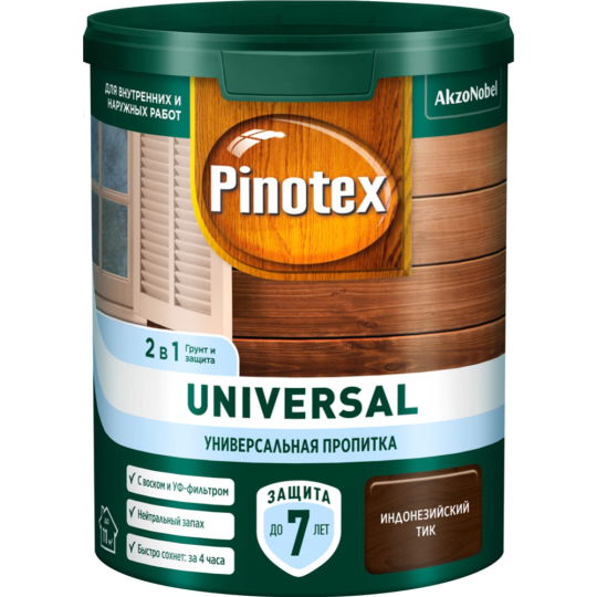 Пропитка-антисептик «Pinotex» Universal 2 в 1, индонезийский тик, 900 мл