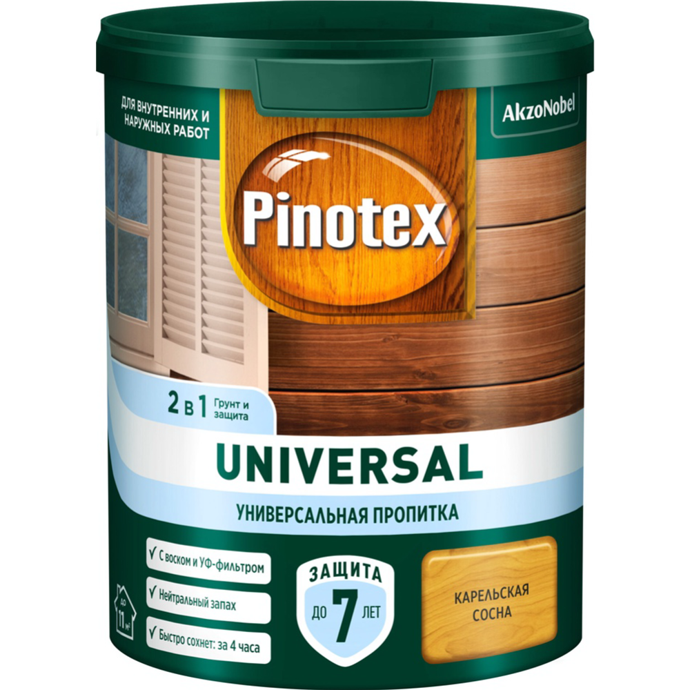 Пропитка-антисептик «Pinotex» Universal 2 в 1, карельская сосна, 900 мл