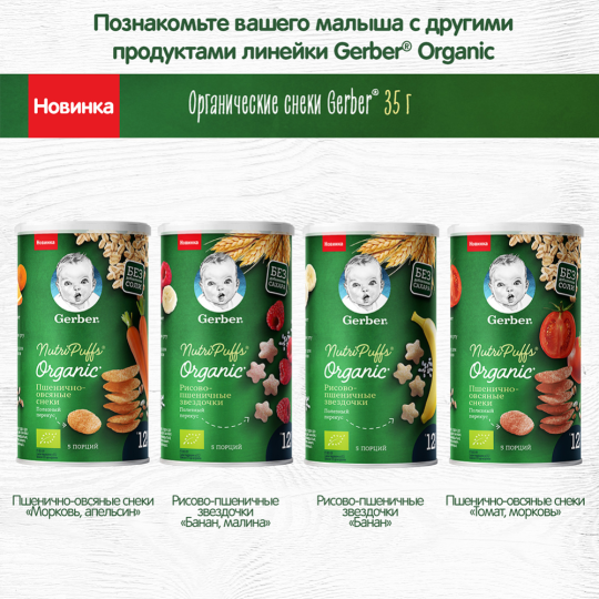 Пюре фруктово-ягодное «Gerber» Organic, яблоко и малина, 125 г