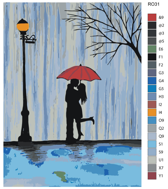 Картина по номерам SLAVINA Поцелуй под зонтом RO31 (30 x 40 см)
