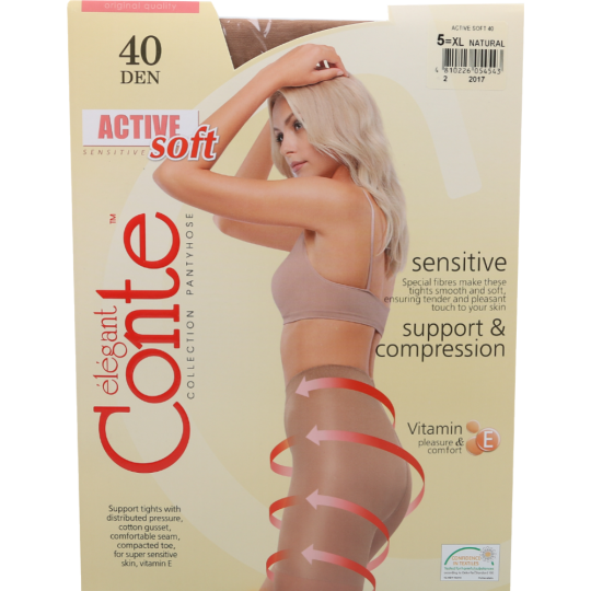 Колготки женские «Conte Elegant» Active soft, 40 den, размер 5, natural