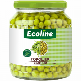 Го­ро­шек зе­ле­ный кон­сер­ви­ро­ван­ный «Ecoline» 390 г