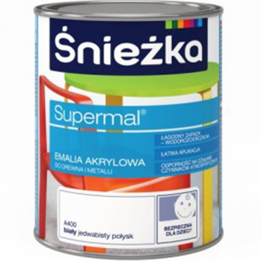 Эмаль «Sniezka» Supermal, акриловая, белая, 400 мл